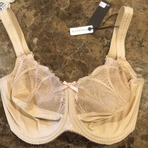New! Fantasie Alex Side Support Beige Embroidered Bra size 34K Sand